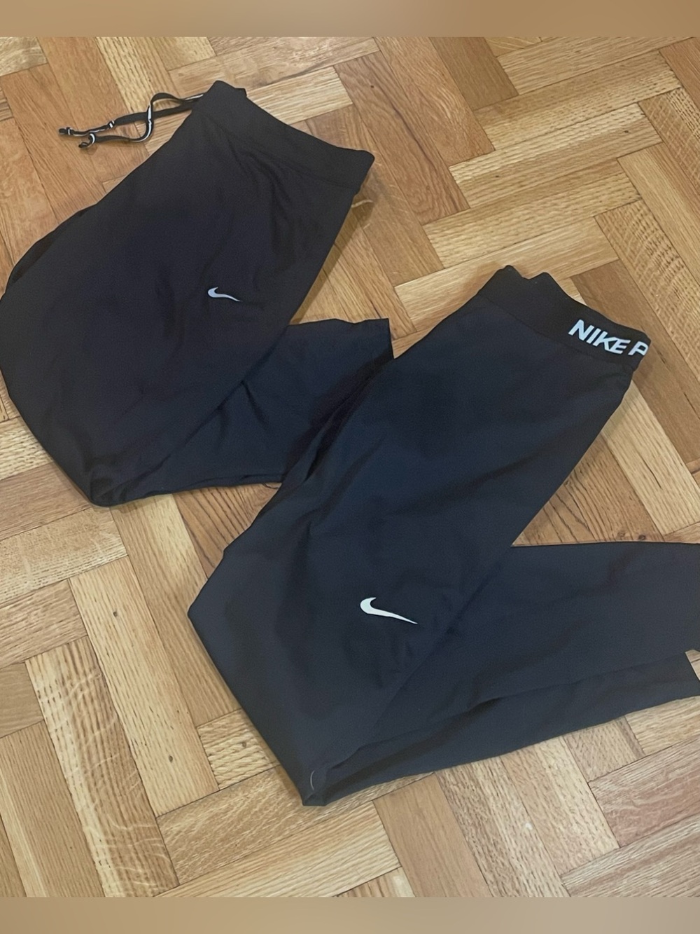 TWO PAIRS!~NIKE~Running Leggings, Full-Length and Capri, Black